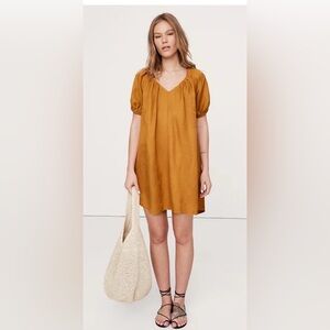 Banana Republic Viscose-Linen Mini Dress in Goldenrod Yellow (Oversized)
